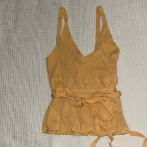 Zara Orange Cream Ribbed Top